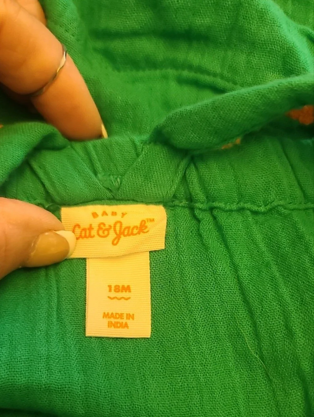 Cat & Jack Bright Green Baby Romper with Elastic Waist